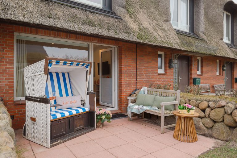 Gartenterrasse einer Ferienwohnung auf Sylt