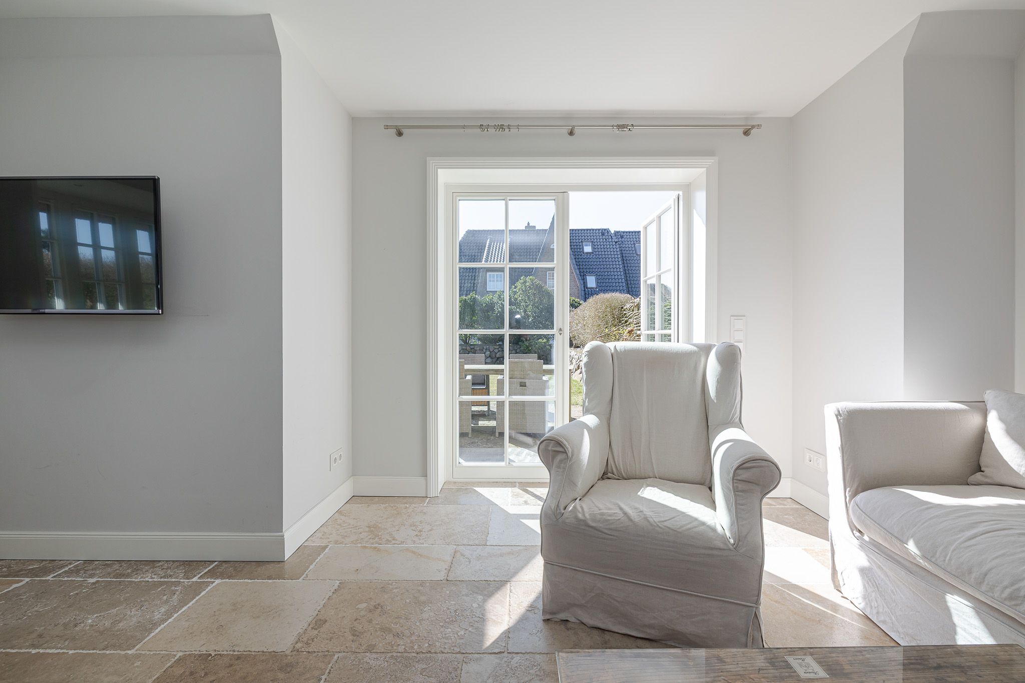 Wohnzimmer in einer Ferienwohnung auf Sylt