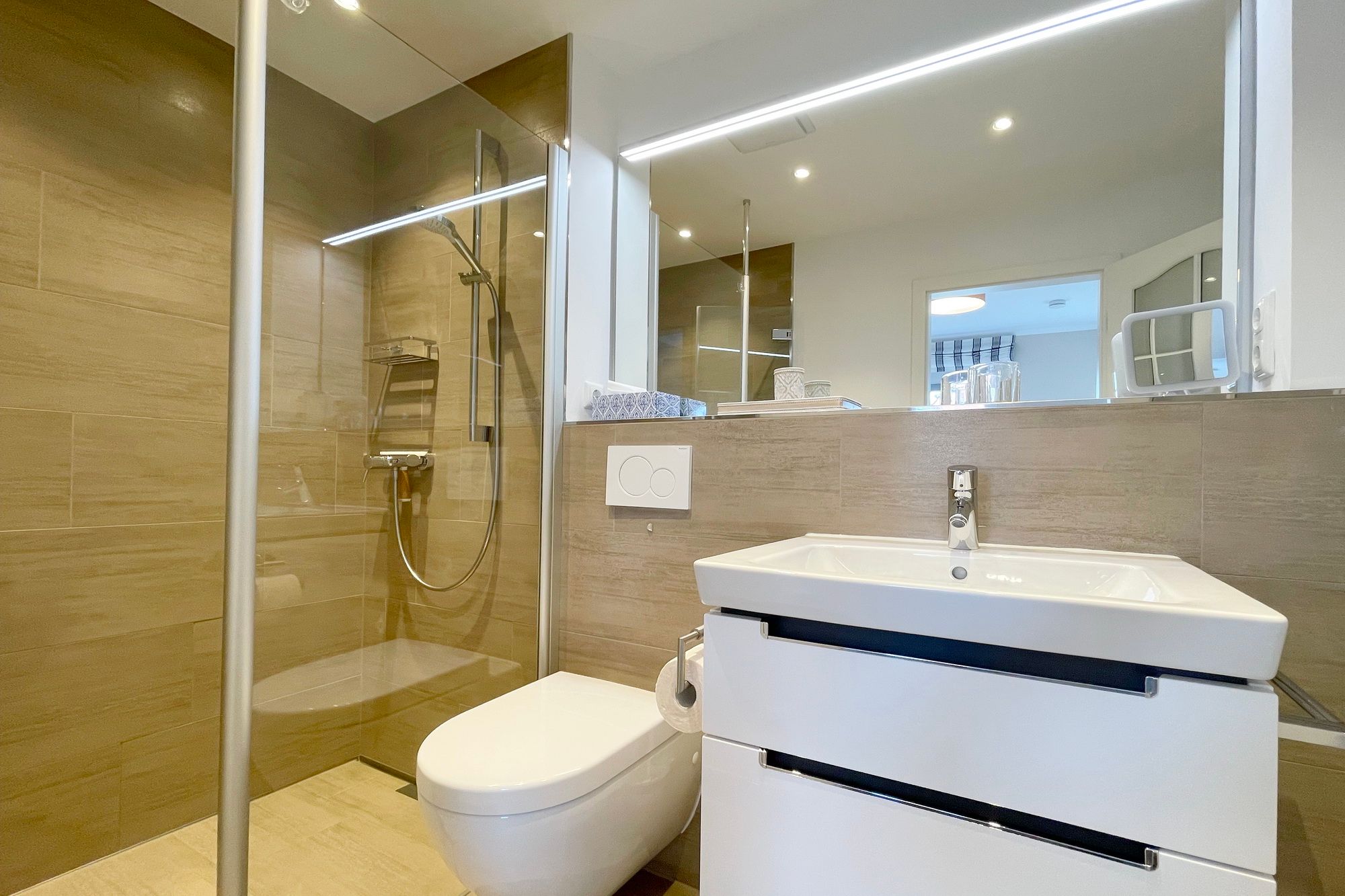 Badezimmer in einer Ferienwohnung auf Sylt