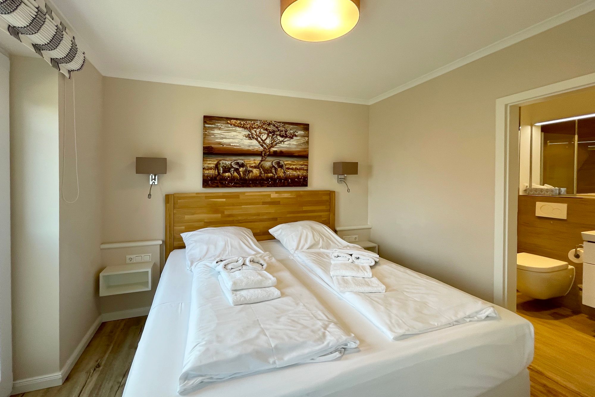 Schlafzimmer in einer Ferienwohnung auf Sylt