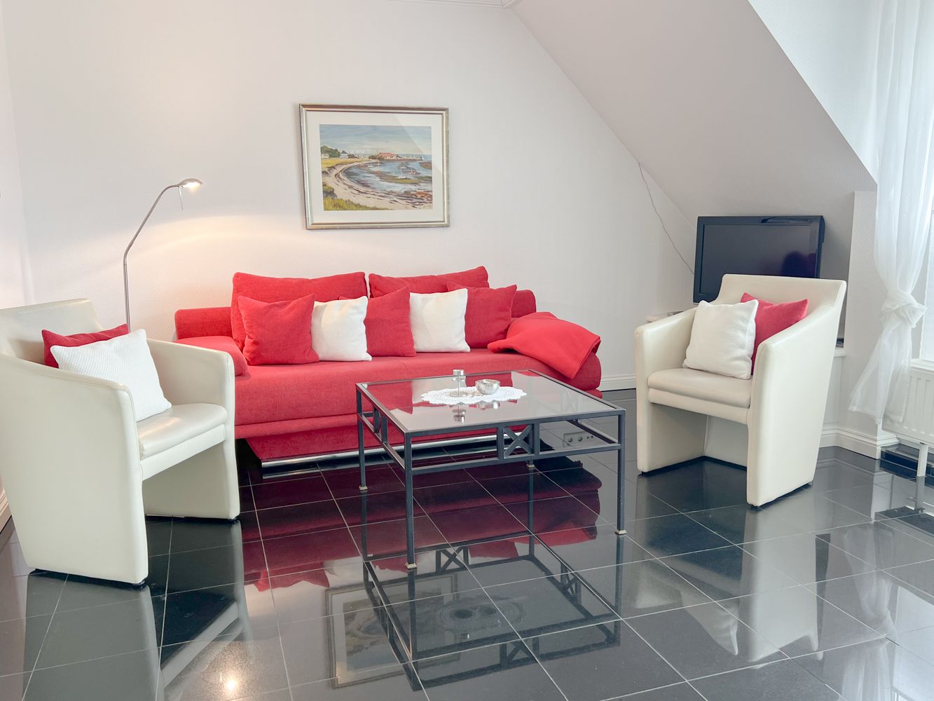 Wohnzimmer in einer Ferienwohnung auf Sylt