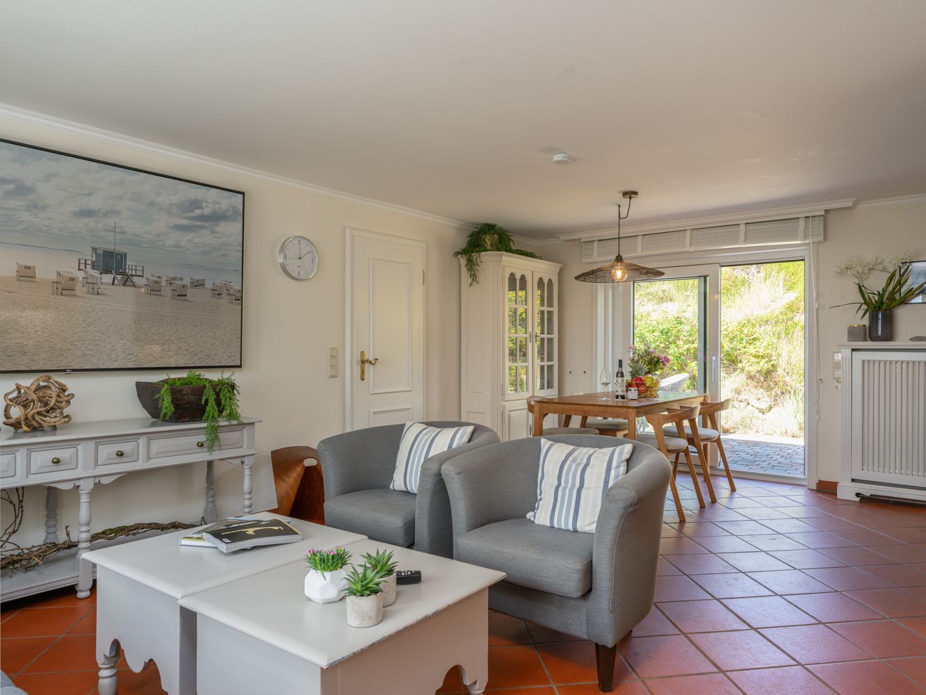Wohnzimmer in einer Ferienwohnung auf Sylt