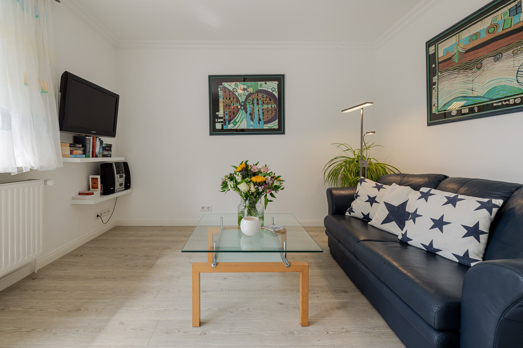 Wohnzimmer in einer Ferienwohnung auf Sylt