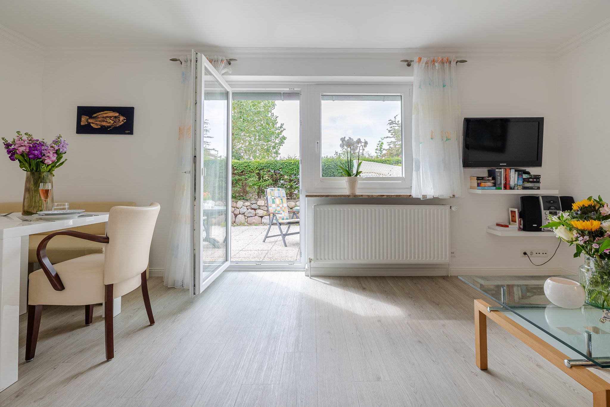 Wohn- und Essbereich in einer Ferienwohnung auf Sylt