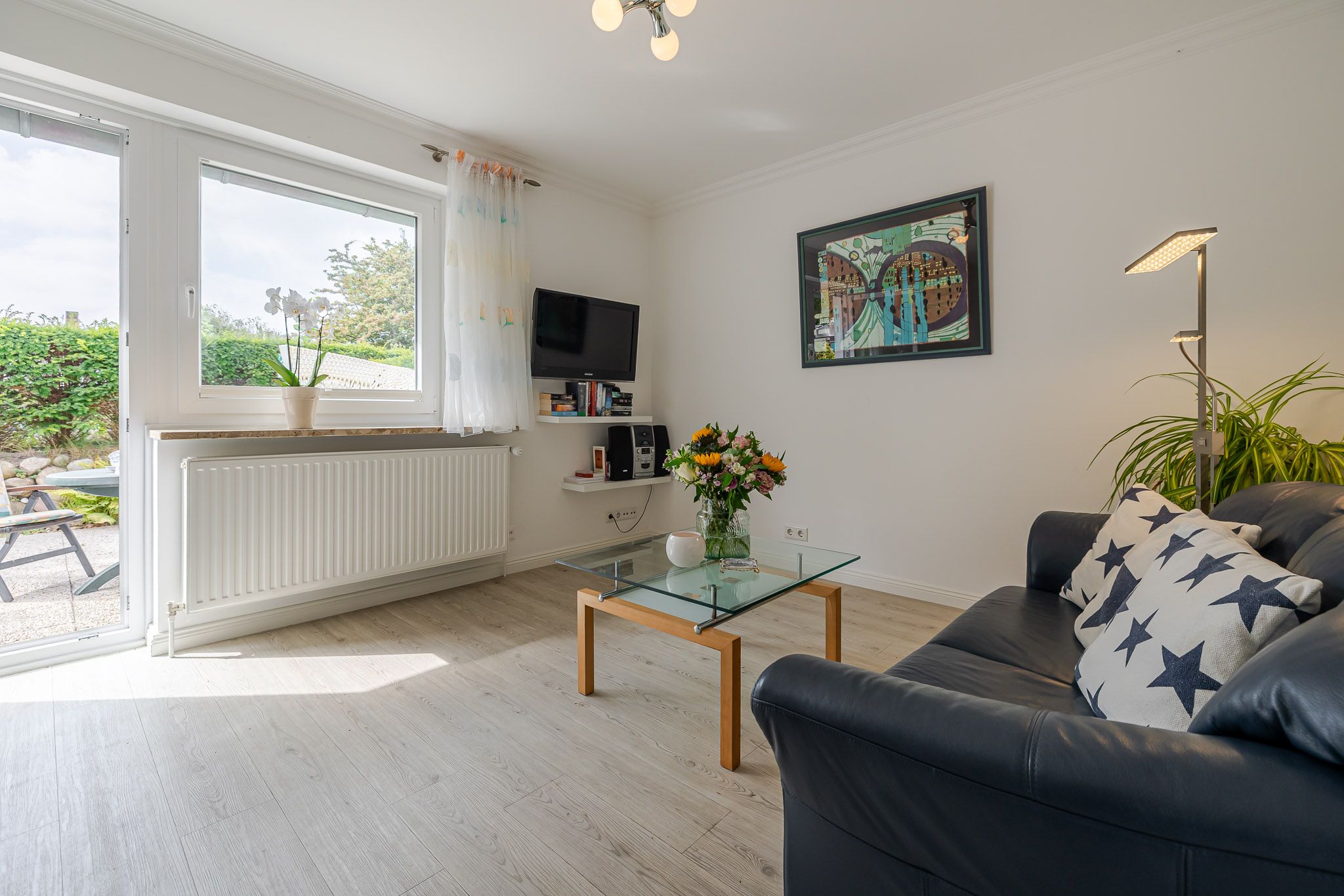 Wohnzimmer in einer Ferienwohnung auf Sylt