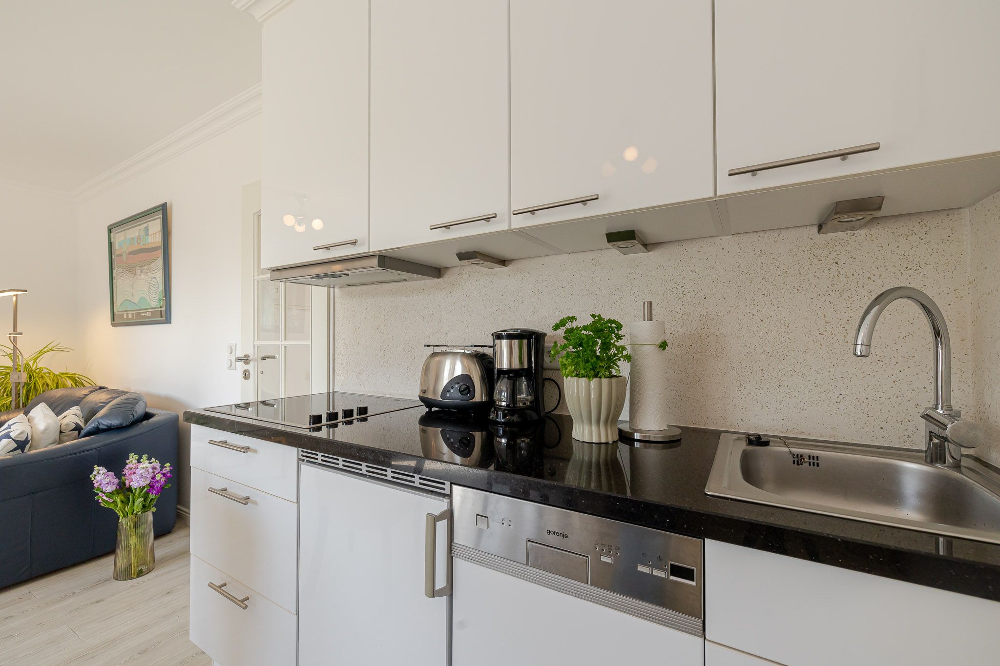 Küche in einer Ferienwohnung auf Sylt