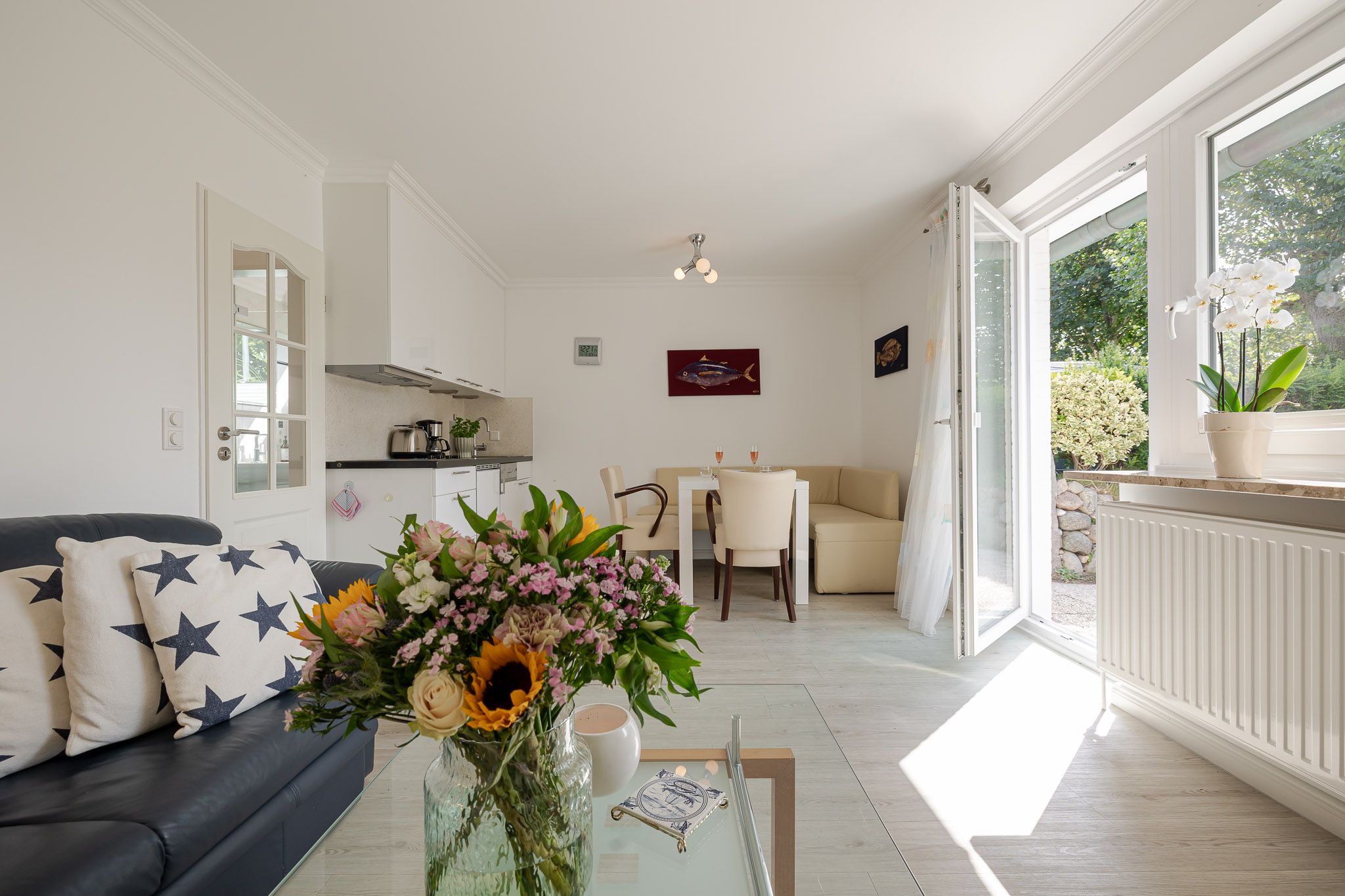 Küche und Essbereich in einer Ferienwohnung auf Sylt